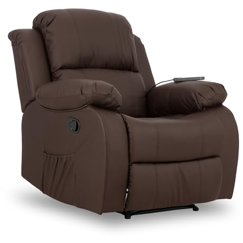 Don Descanso - poltrona massagem Relax calor Trevi Choco Reclinável 160º com 8 motores silenciosos, calor lombar, Sist. Massagem 4 zonas e acabamento em PU anti-quarto [inclui comando]. Ideal para
