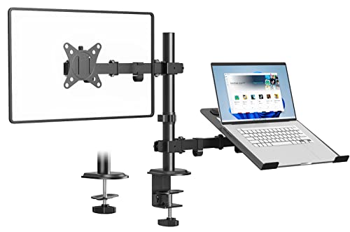 PUTORSEN Braço de monitor bandeja para computador, suporte ajustável para portátil para ecrã de 17 a 32 polegadas e computador portátil de até 17 polegadas, VESA 75/100 mm, peso 8 kg
