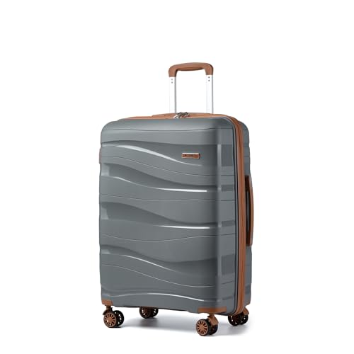 Kono Maleta de Cabina, Maleta de Viaje Mediana Ligera Portátil con Cerradura TSA, Resistente 65x46x26,5cm,70L(Gris)