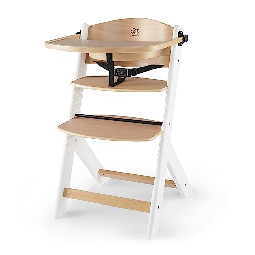 kk Kinderkraft ENOCK Cadeira alta para bebé, cadeira infantil, cadeira para crianças, cadeira alta evolutiva, ergonómica, com acessórios, barreira e bandeja, branco