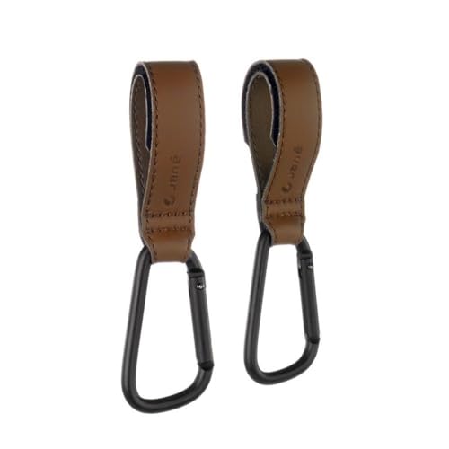 Jané Ganchos multifuncionais universal, conjunto de 2 unidades, para guiador de carrinho, carrinho de passeio, carrinho, para pendurar sacos de compras, mochila, etc, até 5 kg, castanho