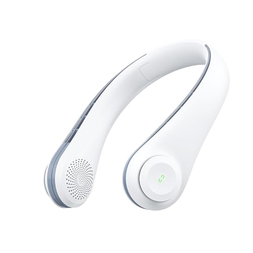 ACELIFE Ventoinha de pescoço, 5000 mAh ventilador pescoço portátil silencioso USB recarregável pescoço de silicone macio ajustável com 3 velocidades para desportos, interior, exterior