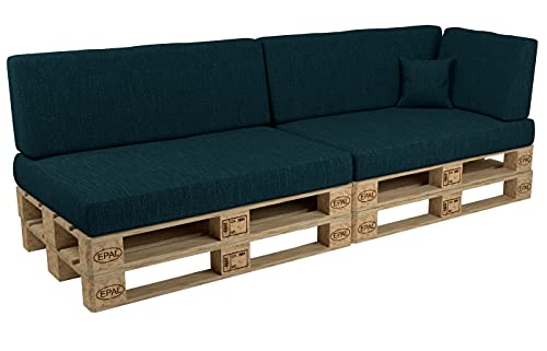 POKAR Conjunto de almofadas de 6 peças para europaleses: 2 assento 120 x 80 cm + 2 x encosto 120 x 40 cm 1 x 60 x 40 cm, encosto lateral almofada decorativa 40 x 40 cm, para sofá de paletes, sem
