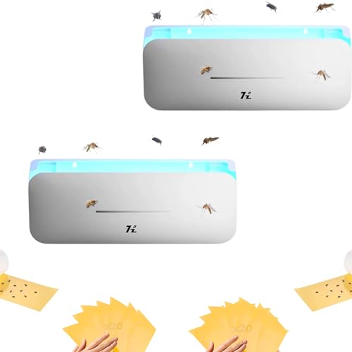 2 x Candeeiro anti-mosquitos elétrico de 220 V, repelente de insetos, mata moscas com potência de 10 W, luz UV de 365 nm, livre de químicos, válido para interior e exterior, 50 m - 100 m2. (40 folhas