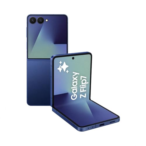 Samsung Galaxy Z Flip7 256 GB Móvel com IA, design dobrável, ecrã amplo, câmara Selfie 50 MP, processador 3 nm, memória 12 GB, azul intenso, garantia 3 anos + 1 ano extra (versão espanhola)