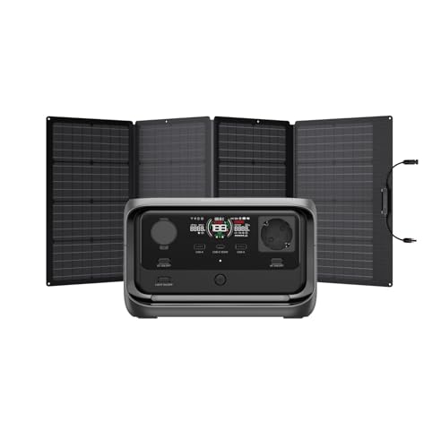 Estação de energia portátil EcoFlow RIVER 3 Plus, com painel solar de 160 W, bateria LFP de 286 Wh, saída de 1200 W, autonomia de 16 horas para aparelhos <100 W, gerador solar para exteriores