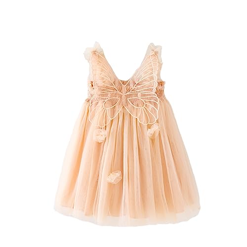 Miipat Vestidos para bebés menina borboleta tule sem mangas uma menina pequena de princesa vestido festa de aniversário casamento flores menina vestido