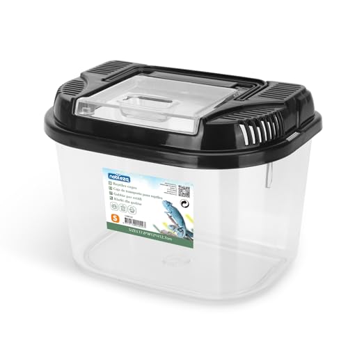 Nobleza Caixa de alimentação de répteis e anfíbios, terrário de plástico transparente, transportadoras para tartaruga Spide lagartos escorpião centopéia rã besouro, tamanho S (L 17,8 * W12 * H12,7 cm)