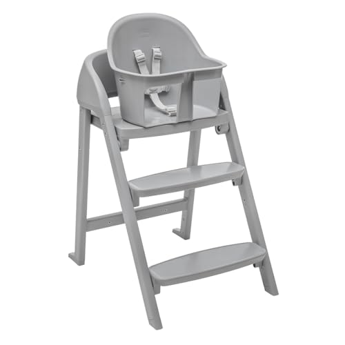 Chicco Crescendo Lite, cadeira evolutiva bebé com 3 configurações: Cadeira alta para bebés, cadeira elevadora para crianças e banco para adultos, de 6 meses a 110 kg, fecho compacto dobrável, cinzento