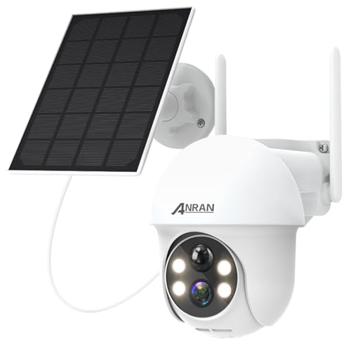 ANRAN 2K Câmara de vigilância WiFi exterior solar, deteção de movimento PIR, visão noturna colorida, áudio bidirecional, câmara 360 exterior, alarme de luz e som, compatível com Alexa, Q01
