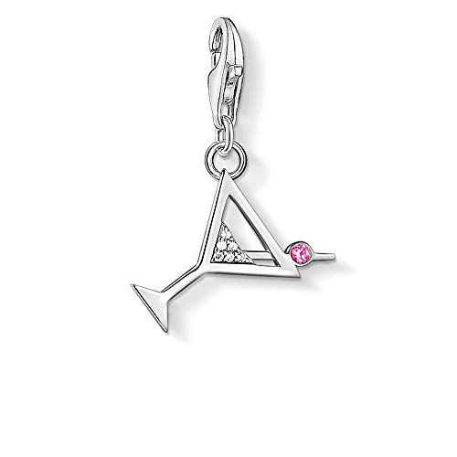 Thomas Sabo Charm Club pingente charm para mulher em forma de copo de cocktail, prata de lei 925, 1802-013-27, TAMANHO ÚNICO, Prata esterlina, Zircónia cúbica