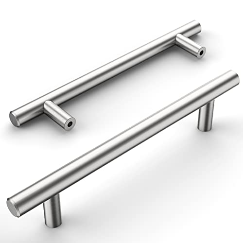 Amerdeco 20 peças puxadores de cozinha 128 mm puxadores de aço inoxidável níquel escovado para armários, gavetas e portas de correr UK009
