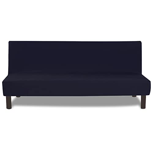 FIGOOO Capa para sofá cama sem braços 3 lugares capa de sofá elástica dobrável ajustável universal elastano capa para futão antiderrapante protetor cobertura do sofá clique-lac, preto