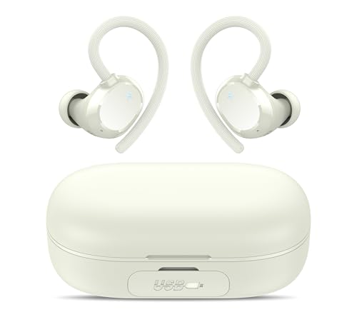 Lekaby Auriculares sem fios desportivos, 2025 auriculares Bluetooth 5.4, 128H capacetes sem fios Bluetooth HiFi estéreo com impermeável IP7 capacetes cancelamento de ruído ginásio Running
