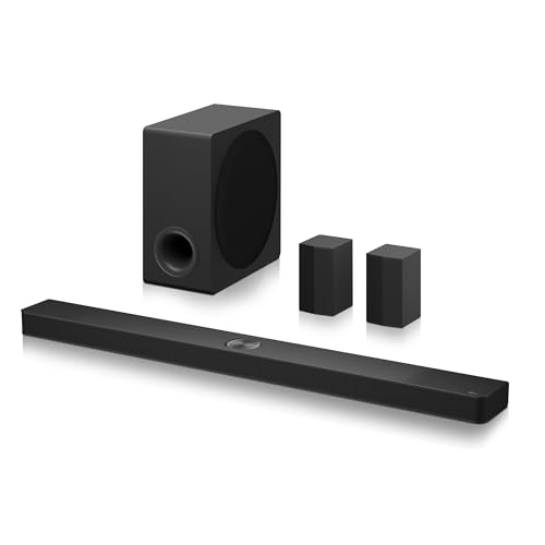 LG S90TR Barra de som inteligente, potência de 670 W e 7,1,3 canais, altifalantes traseiros duplos sem fios, 3 altifalantes verticais, som de envoltório Dolby Atmos e DTS: X, Hi-Res de 24 bits/90TR