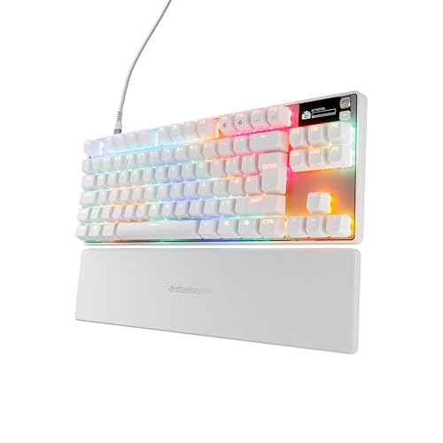 SteelSeries Apex Pro TKL Gen 3 Branco - teclado mecânico Gaming - HyperMagnetic interruptores OmniPoint 3.0 - Acionamento ajustável - Rapid Trigger - Predefinições - Rapid Tap - RGB - OLED - UK QWERTY