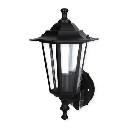 Eglo Laterna 4 candeeiro de parede para exterior de 1 foco, luz de parede de alumínio fundido em preto e vidro transparente, casquilho E27, IP44
