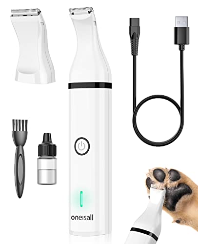 oneisall Corta-pelos para cães baixo nível de ruído para aparar o pelo de cão ao redor das patas, olhos, orelhas, rosto e rump (branco)