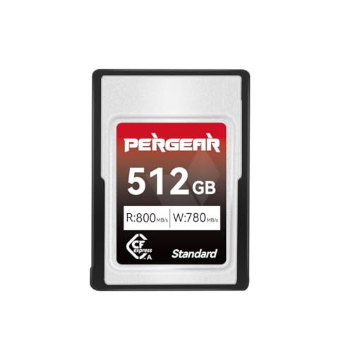 Pergear 512 GB CFexpress Tipo A de cartão de memória, velocidade de leitura de até 800 MB/s e velocidade de gravação de 780 MB/s para gravação 4K 120P, 8K 30P (série padrão)