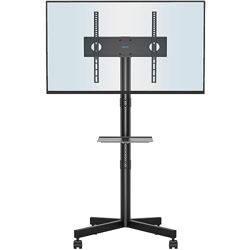 BONTEC Suporte TV rodas para TV de 23 a 60 polegadas de plasma/LCD/LED, suporte TV com pé com prateleira para portátil, suporte para TV móvel com altura ajustável até 25 kg. VESA máximo 400 x 400 mm