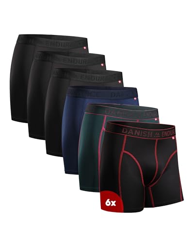 DANISH ENDURANCE Cuecas desportivas homem boxer, justas e respiráveis, conjunto de 6 - roupa desportiva para homem, roupa interior