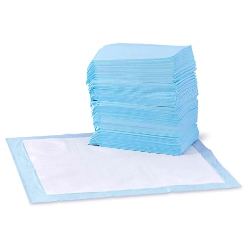Amazon Basics Almofadas de treino para cães e cachorros, design de 5 camadas à prova de fugas com superfície de secagem rápida, regular, 100 unidades, azul