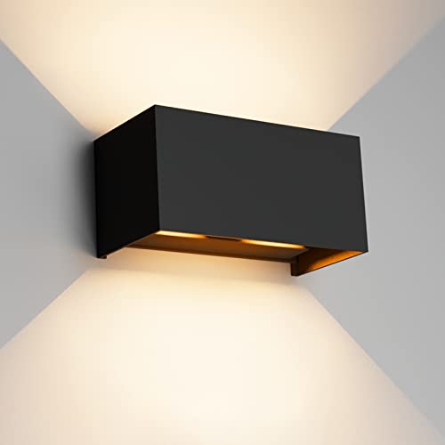 Klighten 24 W Aplique de parede interior / exterior, aplique de exterior 3000 K candeeiros de parede exterior de LED com ângulo de feixe ajustável aplique de parede IP65, preto