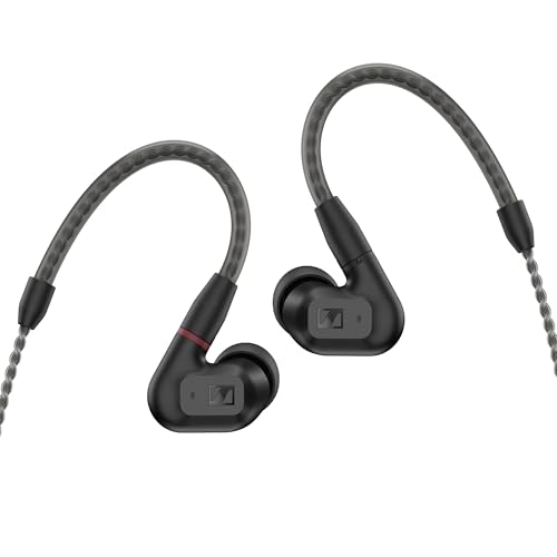 Sennheiser Auriculares estéreo audiófilos com cabo IE 200: Auriculares intraurais com cabo com som nítido superior de alta fidelidade, voz realista e graves impactantes - preto