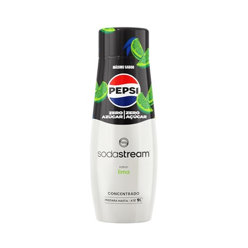 Pepsi Zero Lima concentrado de refrigerante, sem açúcar, prepare até 9 l de bebida, adequado para todas as máquinas de gás de água SodaStream, 440 ml