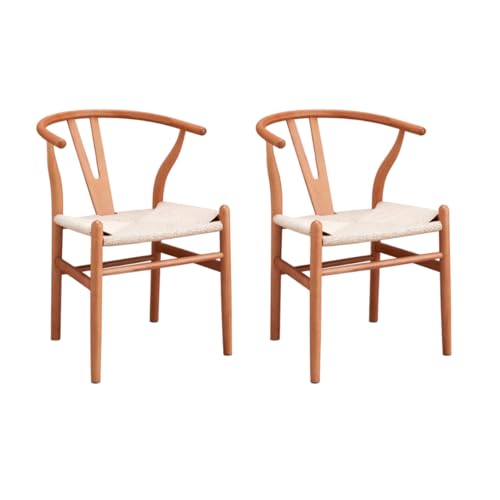 Shiito | Modelo Ottawa | JC - Conjunto de 2 cadeiras de madeira natural e assento entrançado | Elegância e simplicidade para a sua casa | Assento de cor branca