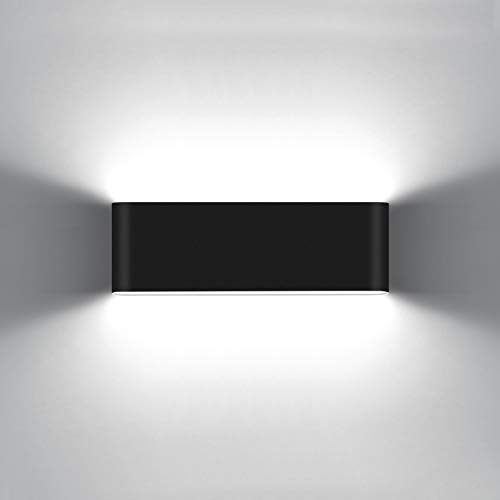 KAWELL 20 W Aplique moderna LED de parede alumínio, casa de banho impermeável IP65 interior exterior para quarto, casa de banho, sala de estar, escadas, alpendre, corredor, KTV - preto 6000 K
