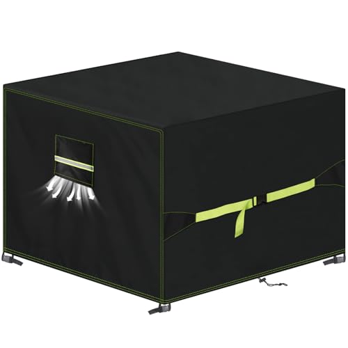 VDISRR Capa mesa exterior impermeável, 150 x 150 x 75 cm, tecido Oxford 420D, capa protetora para móveis de jardim, cobertura mesa e cadeiras exterior com saída de ar anti-UV, anti-vento, anti-pó
