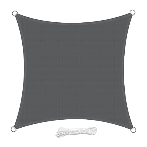 swift Toldo vela de sombra quadrado, 3 x 3 m, HDPE respirável proteção contra raios UV, para pátio exterior e jardim, cor antracite