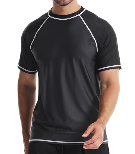 Danfiki T-shirt de homem camisa de natação de manga curta proteção solar UPF 50 Rushguard de secagem rápida respirável surf verão