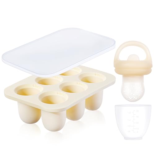 Aolso Comedário de frutas para bebés, moldes de palhetas de leite materno para bebés, alimentador de silicone sem BPA para auto-alimentação segura do bebé, Bandejas para congeladores de alimentos -