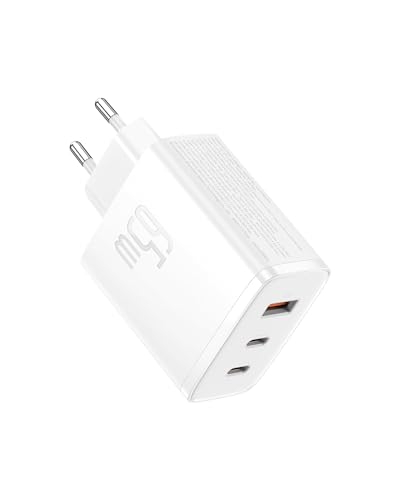 Baseus Carregador USB C GAN, carregador rápido multiporta 2 USB C e 1 USB A, compatível com Samsung Galaxy S23+/S22/S21/S20, iPhone 15 Pro Max/14/13/12/11, iPad Pro/Air, MacBook Air, S. team Deck