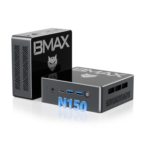 BMAX Mini PC, Intel Twin Lake N150 2025 (Beat RUNFAL97/N100, até 3,6 GHz) 16 GB RAM 512 GB M.2 SSD, mini computador de mesa, W-11 Pro, 4 K@60Hz Triplo ecrã duplo HDMI, T. Ype-C, WiFi 5, Bluetooth 5.0