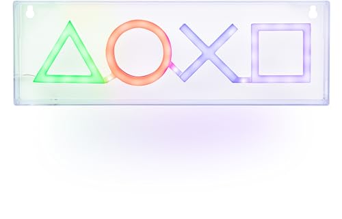 PlayStation Icons LED Neon Light - produto oficial, luz LED decorativa montável na parede ou em pé, acessórios para sala de jogos para gamers