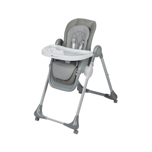 Bebeconfort Olea, Cadeira alta para bebé, 0-3 anos, 0-15 kg, totalmente ajustável, 9 alturas, 3 posições de reclinação, limpeza fácil, 4 rodas giratórias, dobragem compacta, Tinted Grey