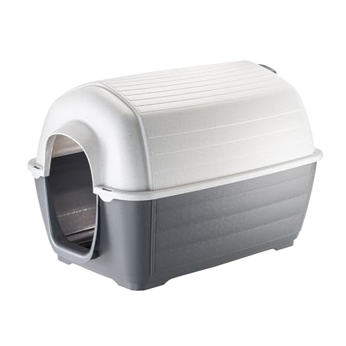 Ferplast Casa de exterior para cães Kenny 01, resina termoplástica resistente a choques e raios UV, sistema de drenagem de líquidos, grelha de ventilação, 50 x 78 x h 50 cm