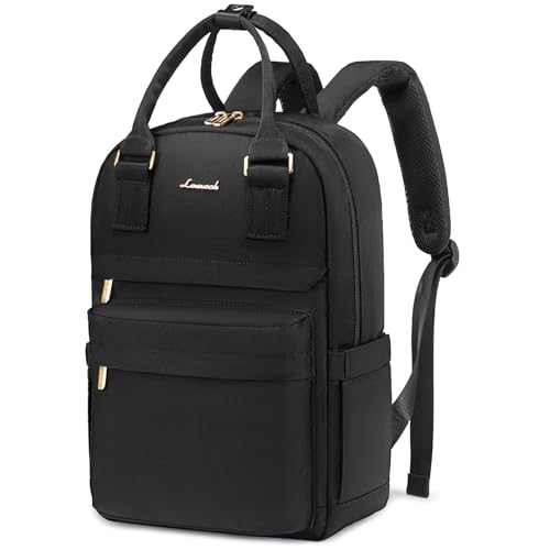 LOVEVOOK Mochila de mulher pequena, mala mochila de viagem anti-roubo com porta de carregamento USB, impermeável casual mini pack para escritório universidade compras uso diário, A-preto