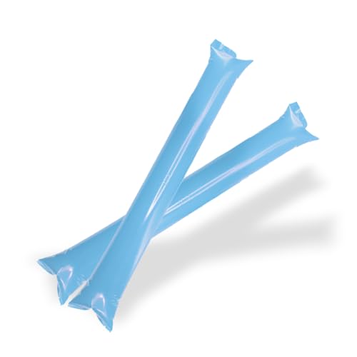 FUN FAN LINE Pack de 50 pares de insufladores insufláveis de plástico - acessórios de festa e animação - palitos de cotilhão insufláveis - ideais para futebol, concertos e eventos - cor celeste