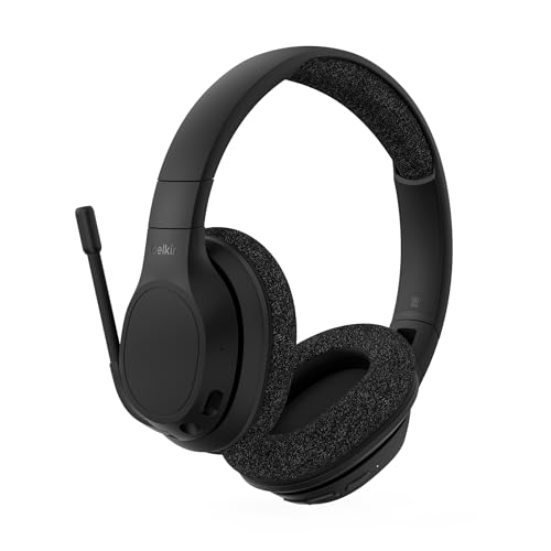 Belkin SoundForm Adapt Auriculares com microfone, tecnologia multiponto, 65 horas de reprodução, Bluetooth ou USB-C cabo, ENC, auscultadores sem fios para escritório, PC, portátil, tablet, telemóvel