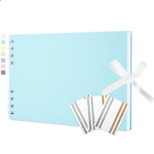Vienrose Álbum de fotos DIY Scrapbooking com 40 páginas brancas álbum espiral para Baby Shower, casamento e aniversário, 15 x 21,6 cm azul claro