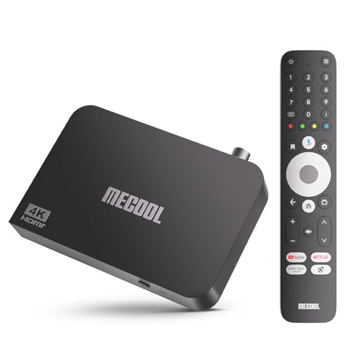 Android TV Box 12.0, MECOOL KM9 Pro MAX Smart TV Box 2 GB 32 GB certificação Netflix Google assistente Dolby áudio, ATV 4K suporte AV1 HDR 4K 2,4 g 5,0 g WiFi5 BT5.0 (Black)