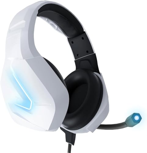 Orzly Auriculares Gaming compatível com PS5, PS4, PC, Xbox, Nintendo Switch, com microfone, som premium RGB luz LED, cancelamento de ruído - Hornet RXH -20 Sibéria edição