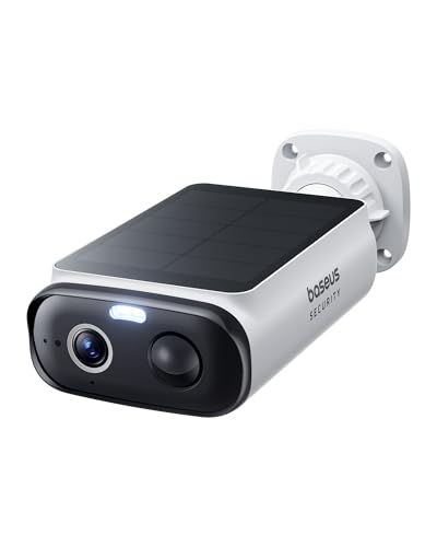 Baseus Security S1 Lite Solocam Câmara de vigilância Wi-Fi exterior solar IP67, câmara IP de segurança bateria 2K de 135°, visão noturna colorida, sem cargos, deteção humana, compatível com Alexa e