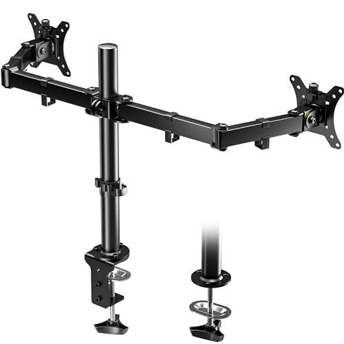 BONTEC Suporte duplo para monitores de 13 a 30 polegadas, braço monitor duplo com ajustável em altura, inclinação, rotação e rotação, VESA 75 x 75/100 x 100 mm, capacidade de 8 kg por braço