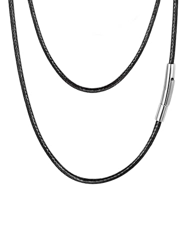 PROSTEEL 2 mm Largura colar cordões impermeável, jóias, preto, fecho de grampo, colar de transportar apenas ou para colocar pendentes, inclui caixa de presente