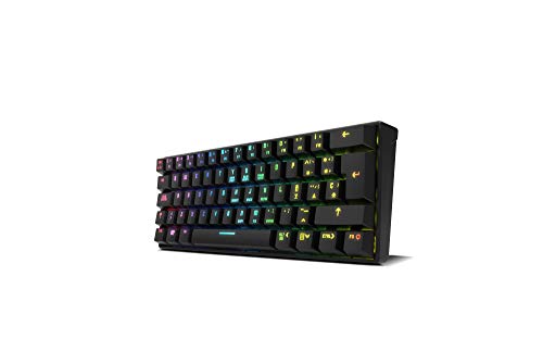 KROM KLUSTER - Teclado Gaming mecânico RGB, Bluetooth 5.0 e USB, design nos formatos 60%, compatível com Windows, Android, IOS e MACos, layout espanhol, cor preta.